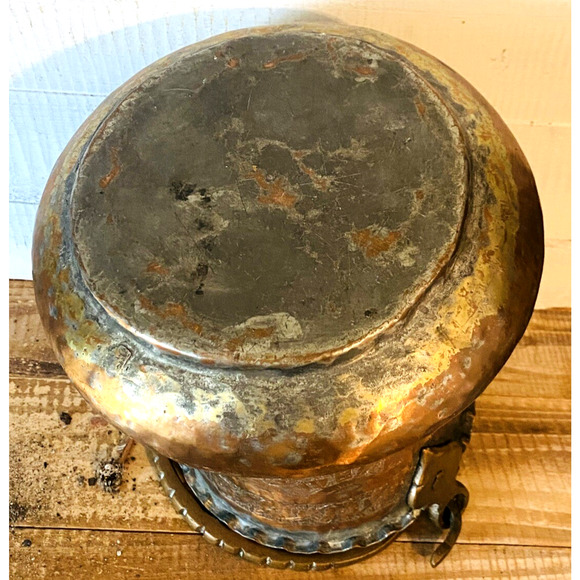 Antique Vintage Persian Copper Bucket Pot with Handle 13" Tall Top of Handle - Picture 12 of 13